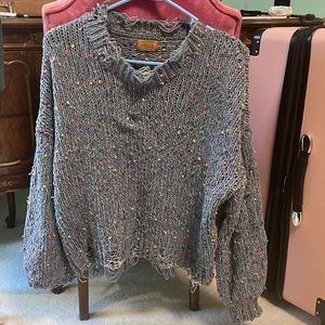 Pol size medium, gray confetti sweater